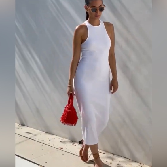 Mango dress white ribbed size small / usa 4 NEW - Picture 1 of 2